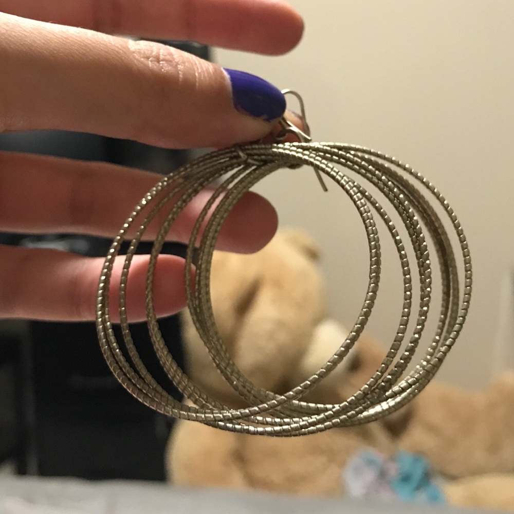 Gold multihooped earrings